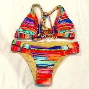 Colorful gold and sparkle bikini from Luli Fama